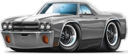 1970 Elcamino Cartoon Car Wall Decal Vintage Classic Vinyl Sticker - thumbnail 1