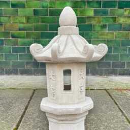 Japanese Stone Pagoda Sculpture Concrete Lantern Statue Zen Art Garden Decor Cement Figurine Outdoor Ornament Lantern Yard - thumbnail 2