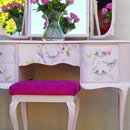 Dressing Table, Dresser With Triple Mirror, Vanity & Stool, Made To Order - thumbnail 3