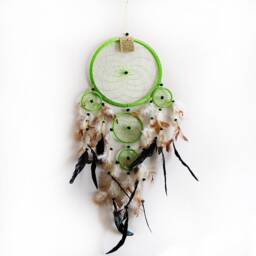 Green Dream Catcher Wall Hanging, Large Boho Feather Dreamcatcher, Bedroom Nursery Decor, Handmade Spiritual Gift - thumbnail 2