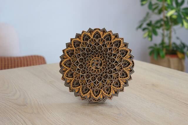 Wooden Mandala Table Decor, Boho Zen Art For Meditation Space Or Shelf Display - image 1