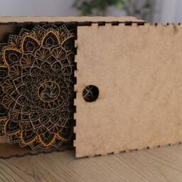 Wooden Mandala Table Decor, Boho Zen Art For Meditation Space Or Shelf Display - thumbnail 4