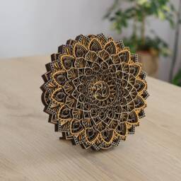 Wooden Mandala Table Decor, Boho Zen Art For Meditation Space Or Shelf Display - thumbnail 2