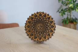 Wooden Mandala Table Decor, Boho Zen Art For Meditation Space Or Shelf Display - thumbnail 1