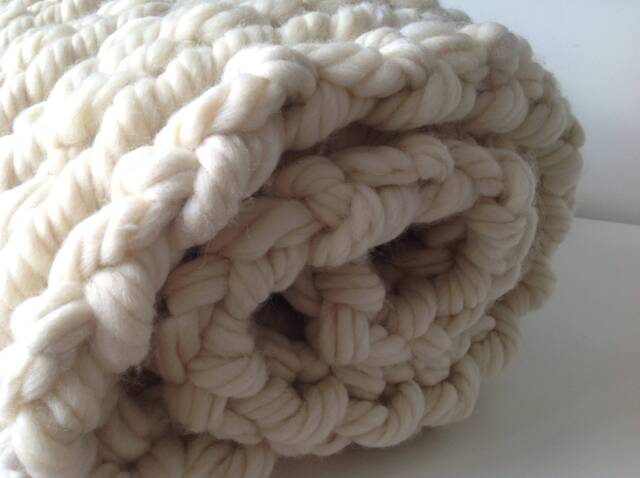 Super Chunky Knit Blanket Chunky Merino Wool Arm Throw Big Loop Knitting Gray - image 1