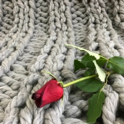 Super Chunky Knit Blanket Chunky Merino Wool Arm Throw Big Loop Knitting Gray - thumbnail 2