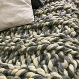 Super Chunky Knit Blanket Chunky Merino Wool Arm Throw Big Loop Knitting Gray - thumbnail 3