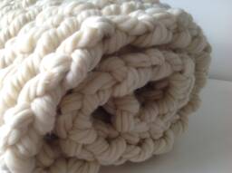 Super Chunky Knit Blanket Chunky Merino Wool Arm Throw Big Loop Knitting Gray - thumbnail 1