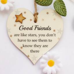 Beautiful Friendship Gift Idea Good Friends Are Like Stars Wooden Heart Plaque/Sign - thumbnail 3