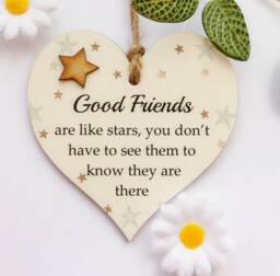 Beautiful Friendship Gift Idea Good Friends Are Like Stars Wooden Heart Plaque/Sign - thumbnail 1