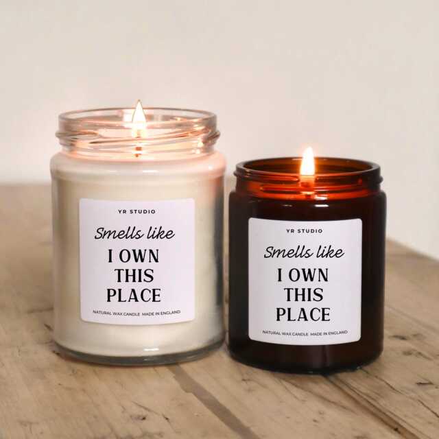 New Homeowner Gift Candle, Housewarming Funny House Gift, Home I Own This Place, First Time Buyer Candle - image 1