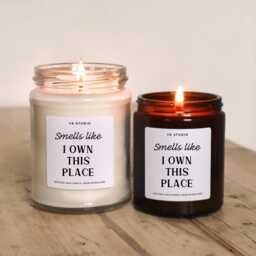 New Homeowner Gift Candle, Housewarming Funny House Gift, Home I Own This Place, First Time Buyer Candle - thumbnail 1