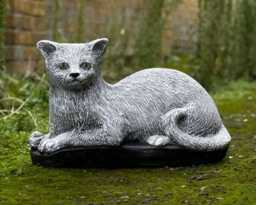 Elegant Cat Decoration Stone Kitten Statue For Home & Garden Concrete Memorial Sculpture Lawn Ornament Cement Lover Gift Handmade - thumbnail 1