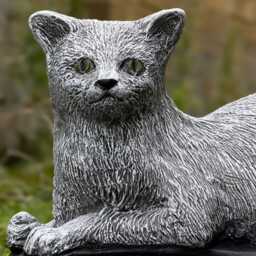 Elegant Cat Decoration Stone Kitten Statue For Home & Garden Concrete Memorial Sculpture Lawn Ornament Cement Lover Gift Handmade - thumbnail 2