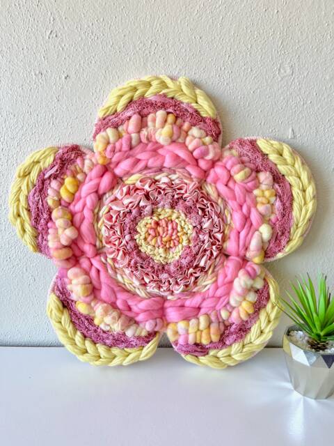 Pink Lemonade 19-Inch Flower-Shaped Woven Wall Hanging - image 1