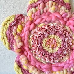 Pink Lemonade 19-Inch Flower-Shaped Woven Wall Hanging - thumbnail 2
