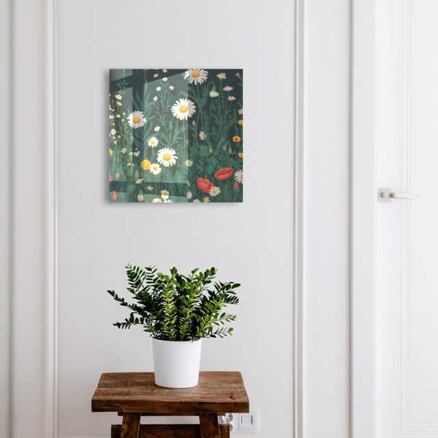Flower Meadow Key Cabinet For Home, Green Industrial Box, Illustrative Flowers & Plants, Lovers Of Nature Peace - image 1