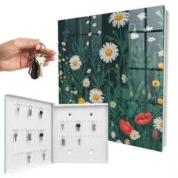 Flower Meadow Key Cabinet For Home, Green Industrial Box, Illustrative Flowers & Plants, Lovers Of Nature Peace - thumbnail 2