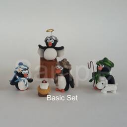 Penguin Nativity Set Handmade Polymer Clay Manger Scene - Collectible Cr??che Christian Holiday Decor - thumbnail 2