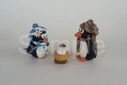 Penguin Nativity Set Handmade Polymer Clay Manger Scene - Collectible Cr??che Christian Holiday Decor - thumbnail 1
