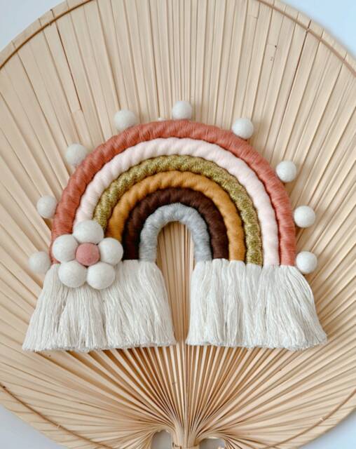 Macrame Rainbow, Nursery Decor, Rainbow Baby Gift, Wall Hanging Kids Room, Boho Gender Neutral, Daisy Vintage - image 1