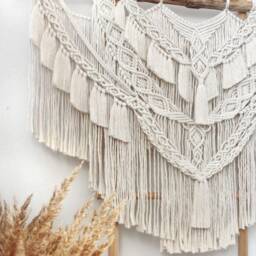 Boho Macrame Headboard, Wall Hanging On Driftwood, Rustic Decor - thumbnail 3