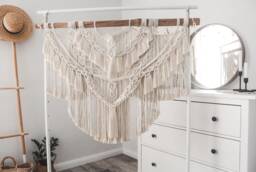Boho Macrame Headboard, Wall Hanging On Driftwood, Rustic Decor - thumbnail 1