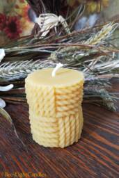 Braided Rope Pillar Candle 100% Natural Beeswax Pillars/Handcrafted Pure Clean Bees Wax Braids Gift Idea Birthday Party Event