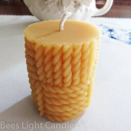 Braided Rope Pillar Candle 100% Natural Beeswax Pillars/Handcrafted Pure Clean Bees Wax Braids Gift Idea Birthday Party Event - thumbnail 2