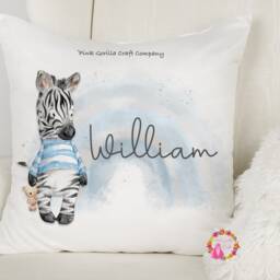 Personalised Zebra Pillow Rainbow Nursery Cushion, Baby Arrival Gift - thumbnail 2