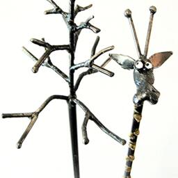 Giraffe With Tree, Empty Of Leaves Except One Last Tasty Bite Just Out Reach - thumbnail 2