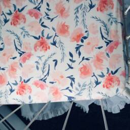 Watercolor Floral Navy Blush Pink Crib Sheet Changing Pad Cover - thumbnail 3