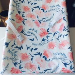Watercolor Floral Navy Blush Pink Crib Sheet Changing Pad Cover - thumbnail 4