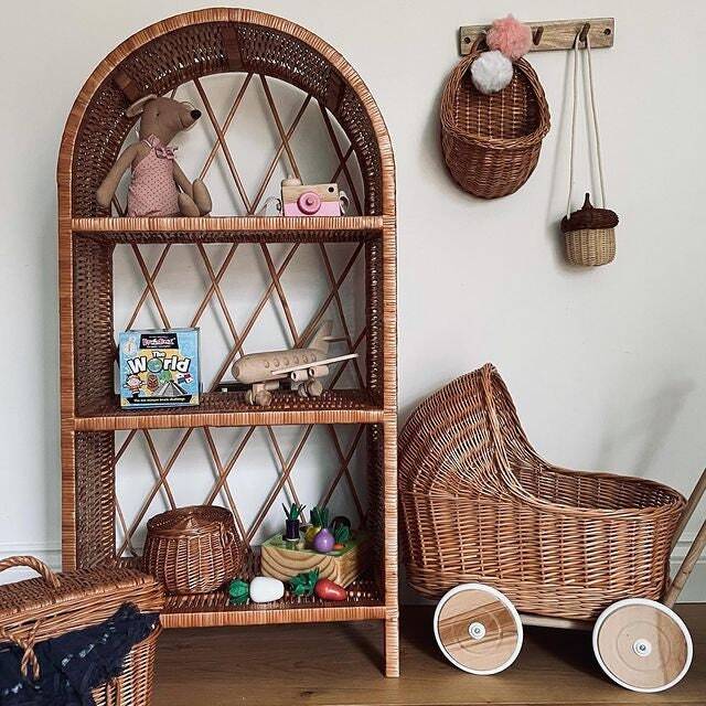 Wicker Bookcase, Wicker Shelf, Cabinet, Bedside Furniture, Kids - image 1