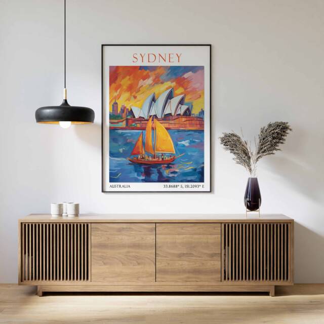 Sydney Travel Print, Poster, Opera House Art, Australia Wall Australian Decor, Gift - image 1