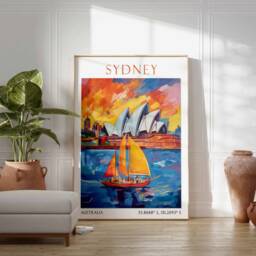 Sydney Travel Print, Poster, Opera House Art, Australia Wall Australian Decor, Gift - thumbnail 3
