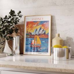 Sydney Travel Print, Poster, Opera House Art, Australia Wall Australian Decor, Gift - thumbnail 2