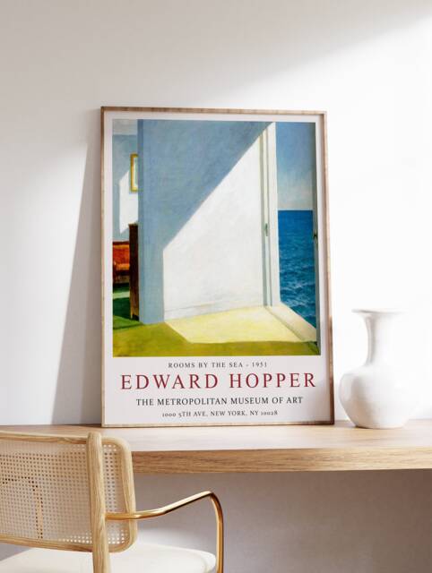 Edward Hopper Exhibition Poster, Rooms By The Sea, Wall Art Decor, Realism, Architecture, Scenery, Gift Idea, Minimalism - image 1
