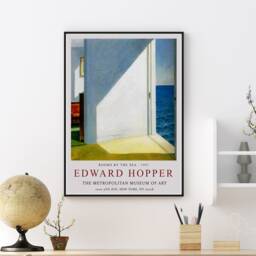 Edward Hopper Exhibition Poster, Rooms By The Sea, Wall Art Decor, Realism, Architecture, Scenery, Gift Idea, Minimalism - thumbnail 3