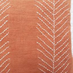 Hand Kantha Cushion Cover 18x18 & 20x20 Inches 100% Cotton Terracotta Brick Red Handmade Decorative Indian Boho Textured Throw Pillow - thumbnail 3