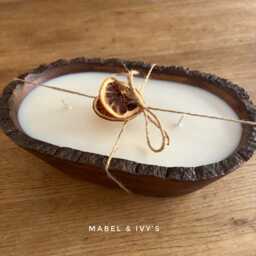 Luxury 1Kg Soy Wax Dough Ball Candle Three-Wick Wooden Tray, Refillable - thumbnail 2