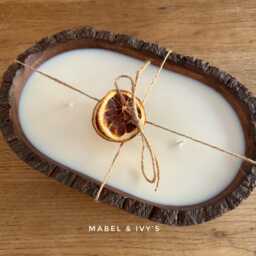 Luxury 1Kg Soy Wax Dough Ball Candle Three-Wick Wooden Tray, Refillable