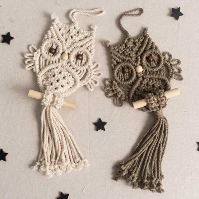 Handmade Macrame Owl Wall Hanging, Boho Decor, Farmhouse Art W73 - image 1