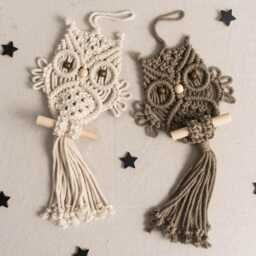 Handmade Macrame Owl Wall Hanging, Boho Decor, Farmhouse Art W73