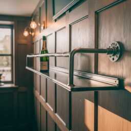 Industrial Wine Rack - Wall Mounted Bar Drinks Cabinet Industrial Metal Shelf - thumbnail 2