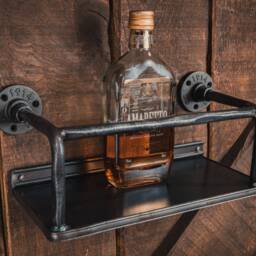 Industrial Wine Rack - Wall Mounted Bar Drinks Cabinet Industrial Metal Shelf - thumbnail 3