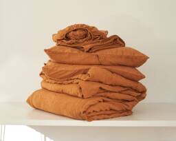 5-Piece Linen Bedding Set Soft Wrinkled Texture, King/Queen Sizes