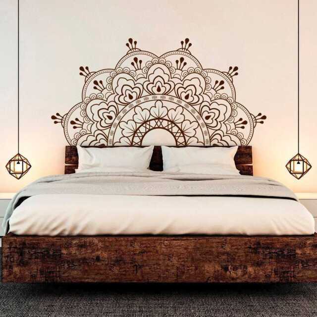 Mandala Half Wall Decal - Boho Tattoo For Meditation Yoga Sticker Zen Art Indian Decor Design 003 - image 1