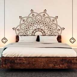 Mandala Half Wall Decal - Boho Tattoo For Meditation Yoga Sticker Zen Art Indian Decor Design 003 - thumbnail 1