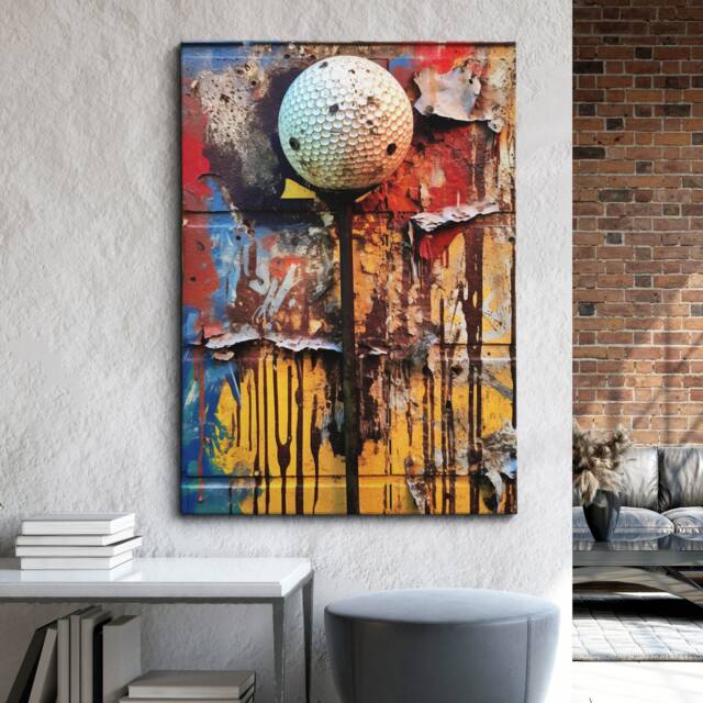 Golf Tee Sports Graffiti Abstract Modern Oil Painting Wall Art, Framed Canvas Poster Print, Home Kitchen Office Room Decor, Gifts - image 1